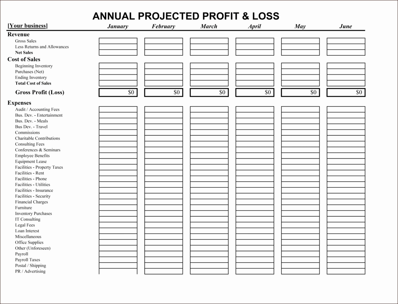 Small Business Profit And Loss Statement Template New Small Business ...