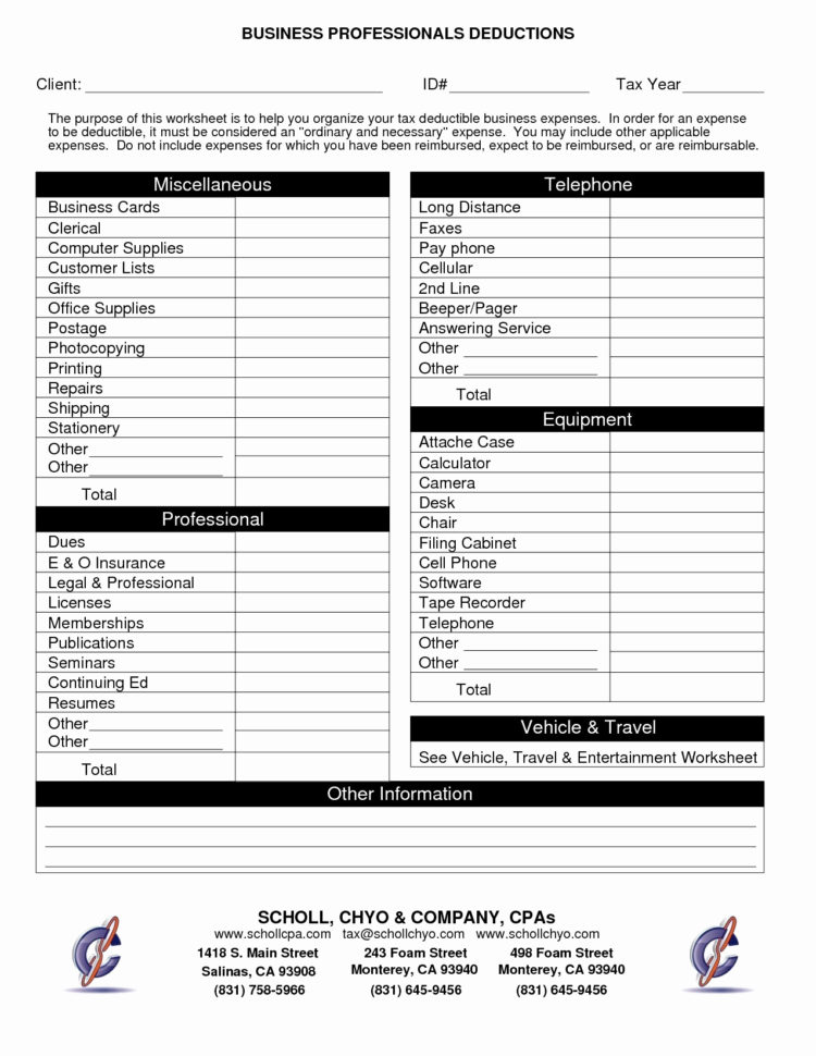 Small Business Tax Deductions Worksheet Elegant Tax Organizer Within Small Business Tax Spreadsheet Template