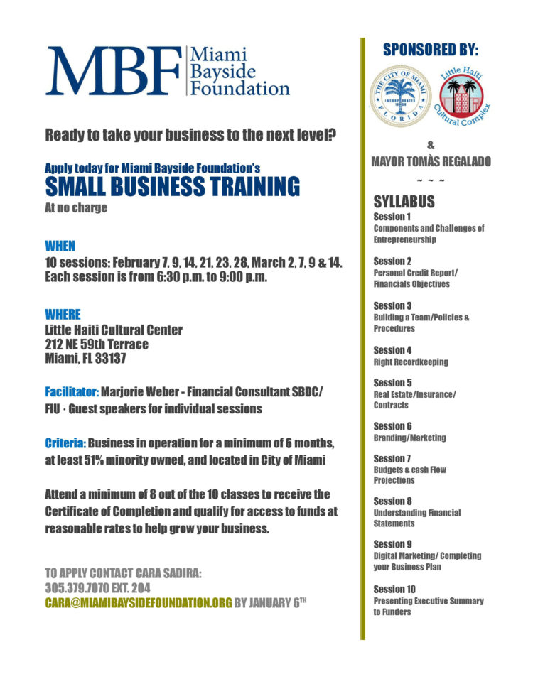 Small Business Training Application Deadline Tickets   Little Haiti With Apply For Small Business