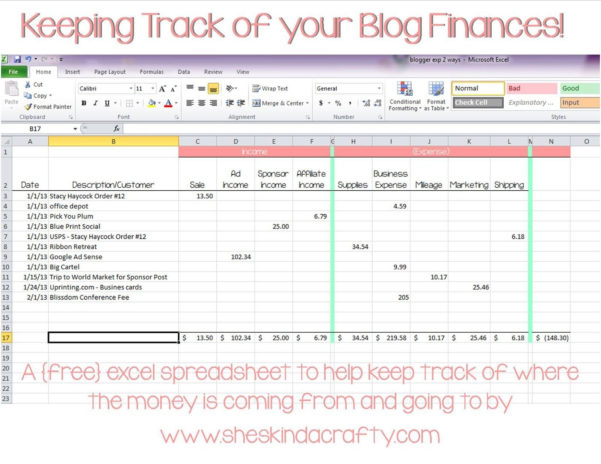 spreadsheet to track income and expenses
