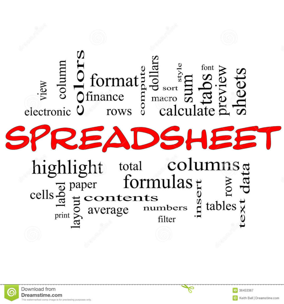 Spreadsheet Word Cloud Concept In Red Caps Stock Illustration For Spreadsheet Cloud