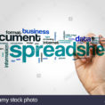 Spreadsheet Word Cloud Concept With Document Data Related Tags Stock In Cloud Spreadsheet