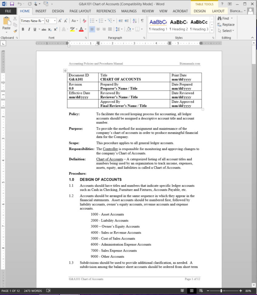 Standard Chart Of Accounts For Small Business | Bizmanualz With Chart Of Accounts Template For Small Business Standard Chart Of Accounts For Small Business | Bizmanualz With Chart Of Accounts Template For Small Business