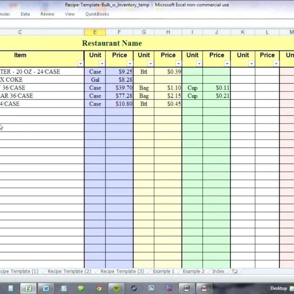 Standardized Recipe Template Throughout Spreadsheet Spreadsheet With Www.spreadsheet.com