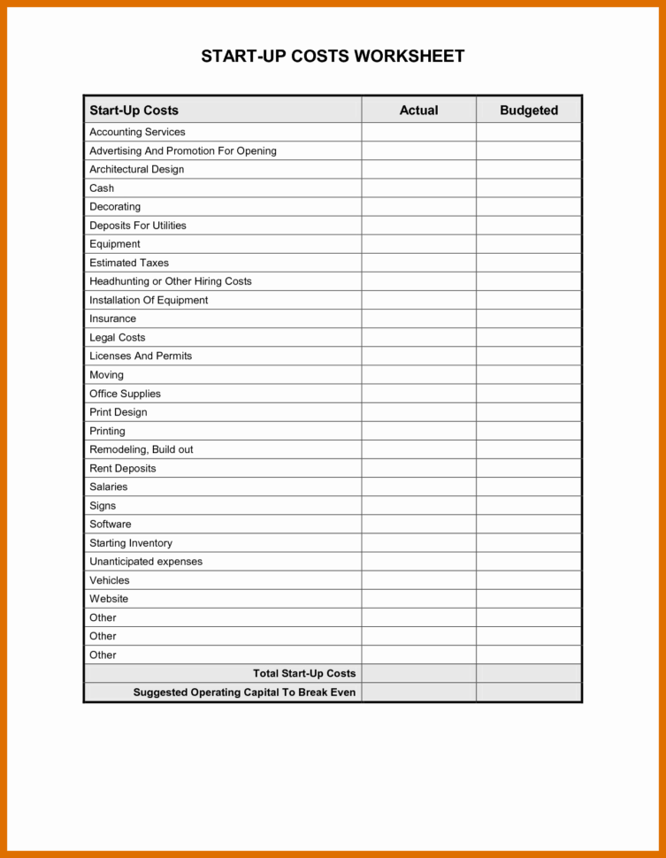 Start Up Expense Sheet   Durun.ugrasgrup Intended For Start Up Business Expense Template