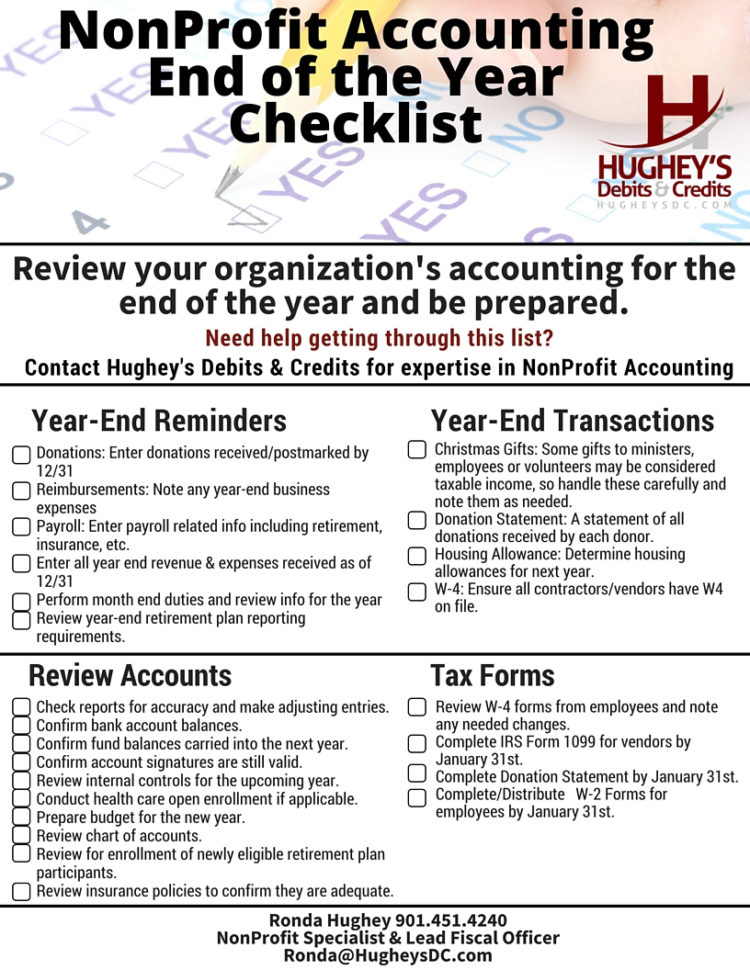 Tax Forms | Hughey's Debits & Credits With Month End Accounting Checklist Template