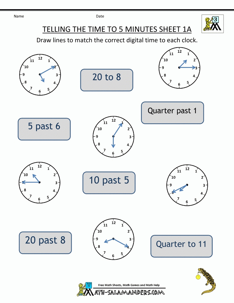 Telling Time Clock Worksheets To 5 Minutes Throughout Time Clock And Time Clock Cheat Sheet