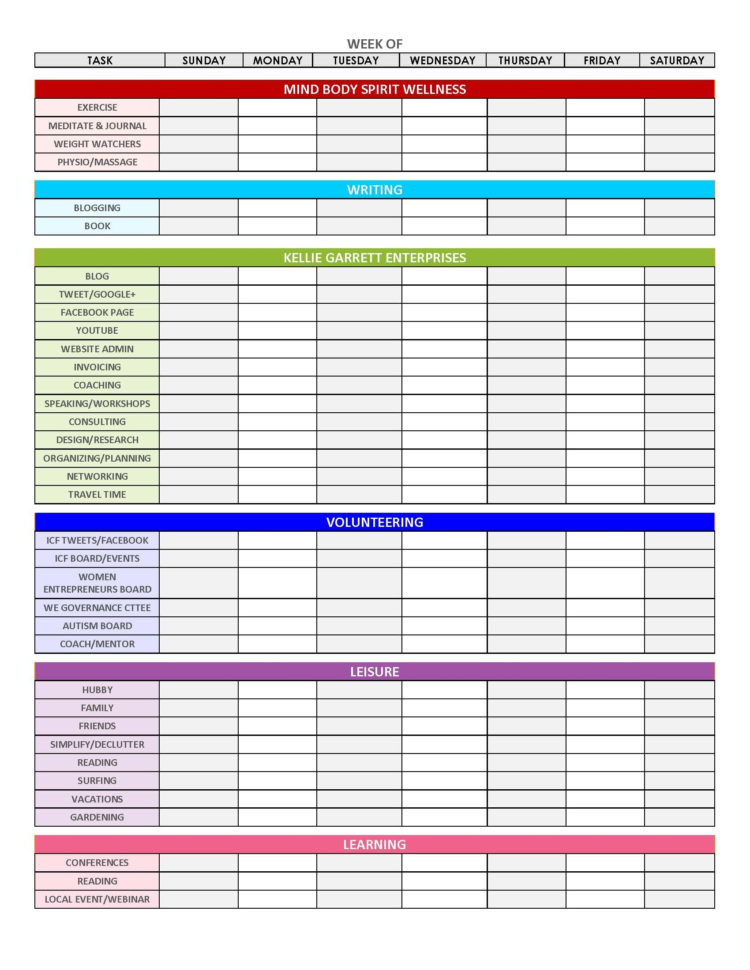 Template For Time Tracking « Kellie Garrett Throughout Time And Task With Time And Task Tracking Template