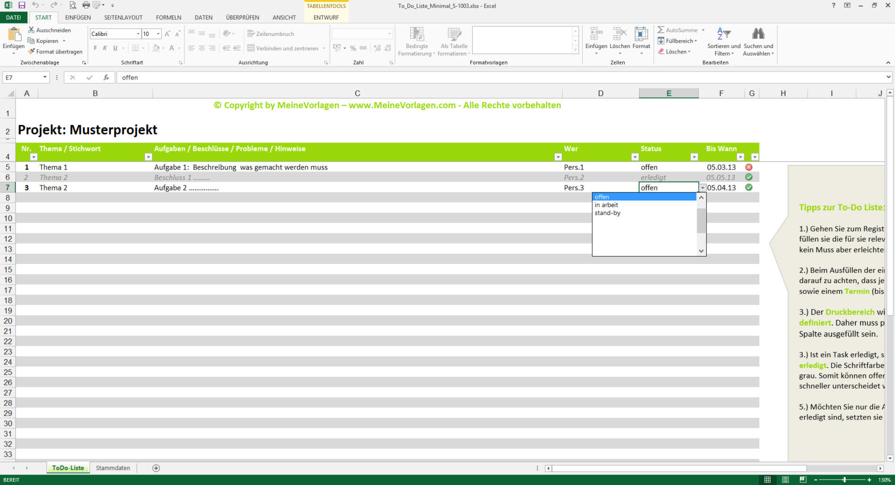 To Do Liste Excel Vorlage   Pendenzenliste Aufgabenliste Muster Für Within Excel To Do List Tracker