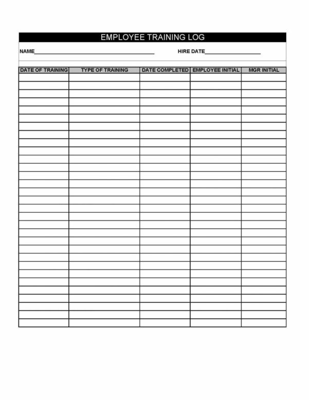 Tracking Employee Training Spreadsheet Employee Training Log in ...