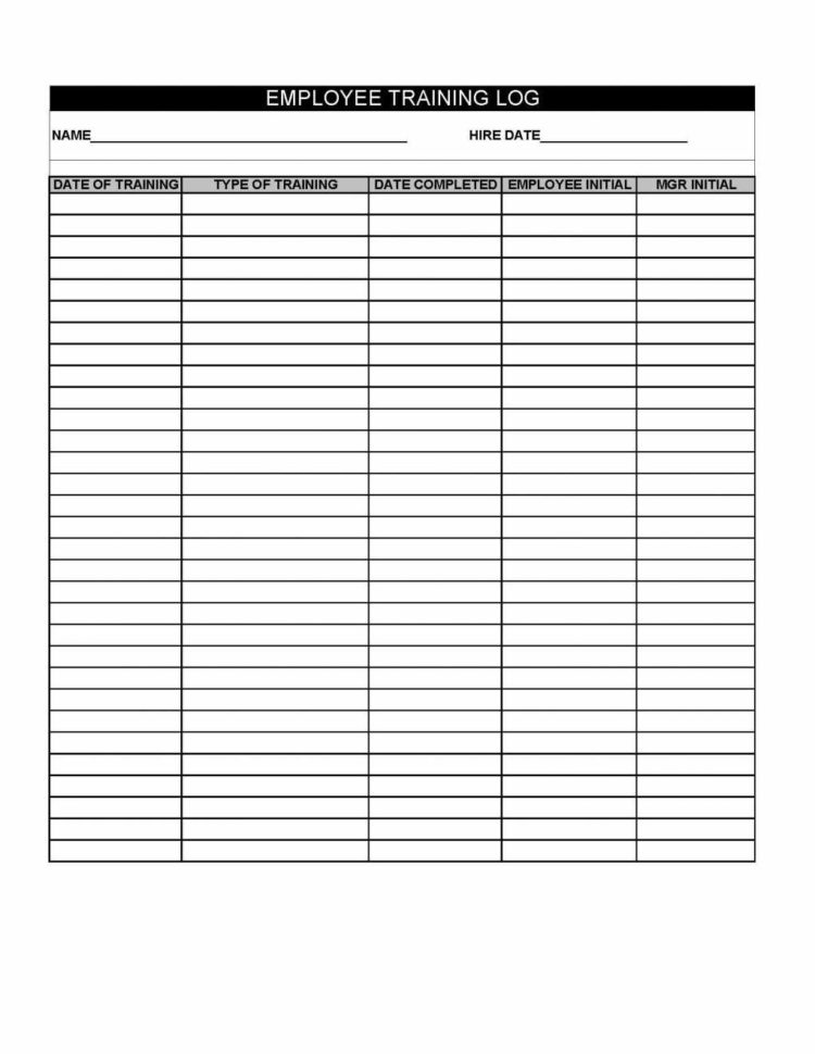 Tracking Employee Training Spreadsheet Employee Training Log In 