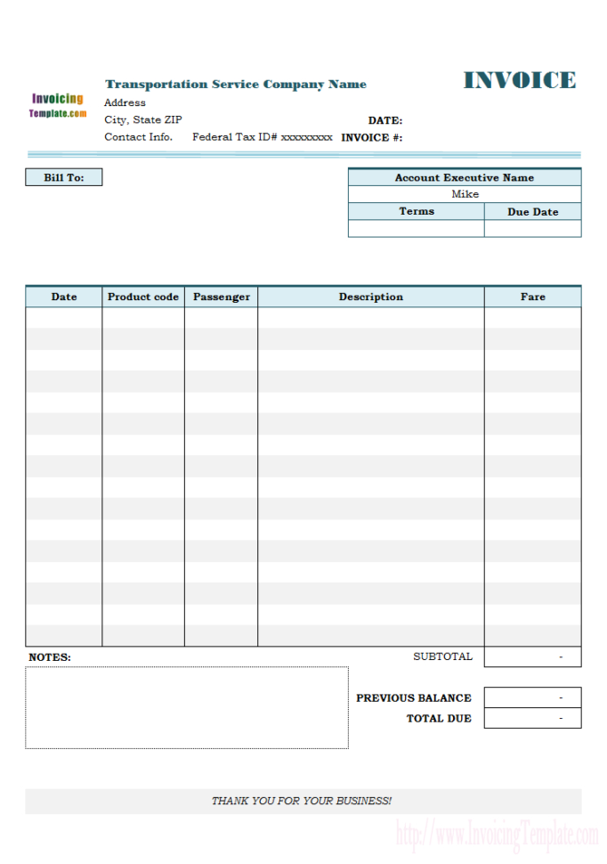 Transportation Invoice And Trucking Invoice Template