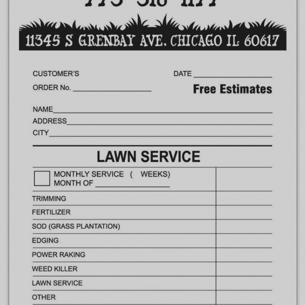 Trend Of Lawn Care Invoice Template Free Landscaping Service Excel for