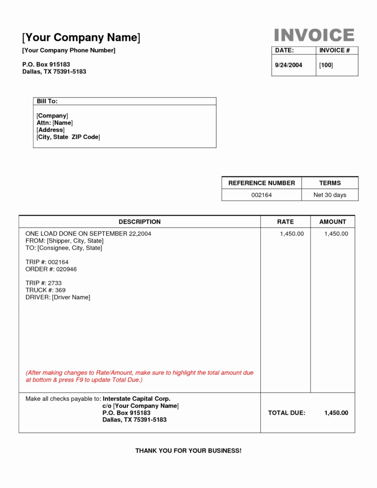 Trucking Invoice Download Trucking Invoice Templates Rabitah Net With Trucking Invoice Template