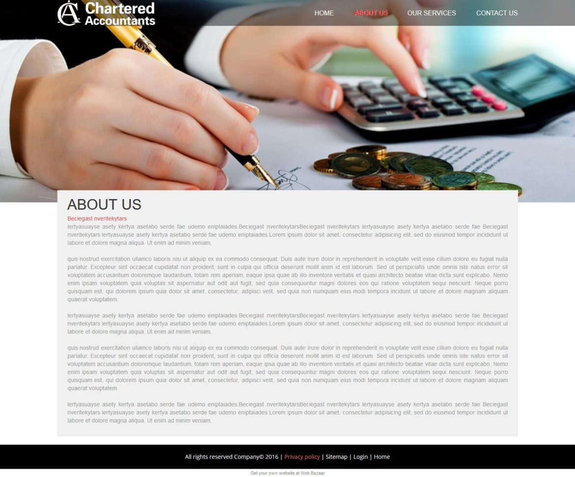 Web Design, Web Cms, Web Hosting, Personalized Domain Name   Web Bazaar Throughout Chartered Accountants Website Templates