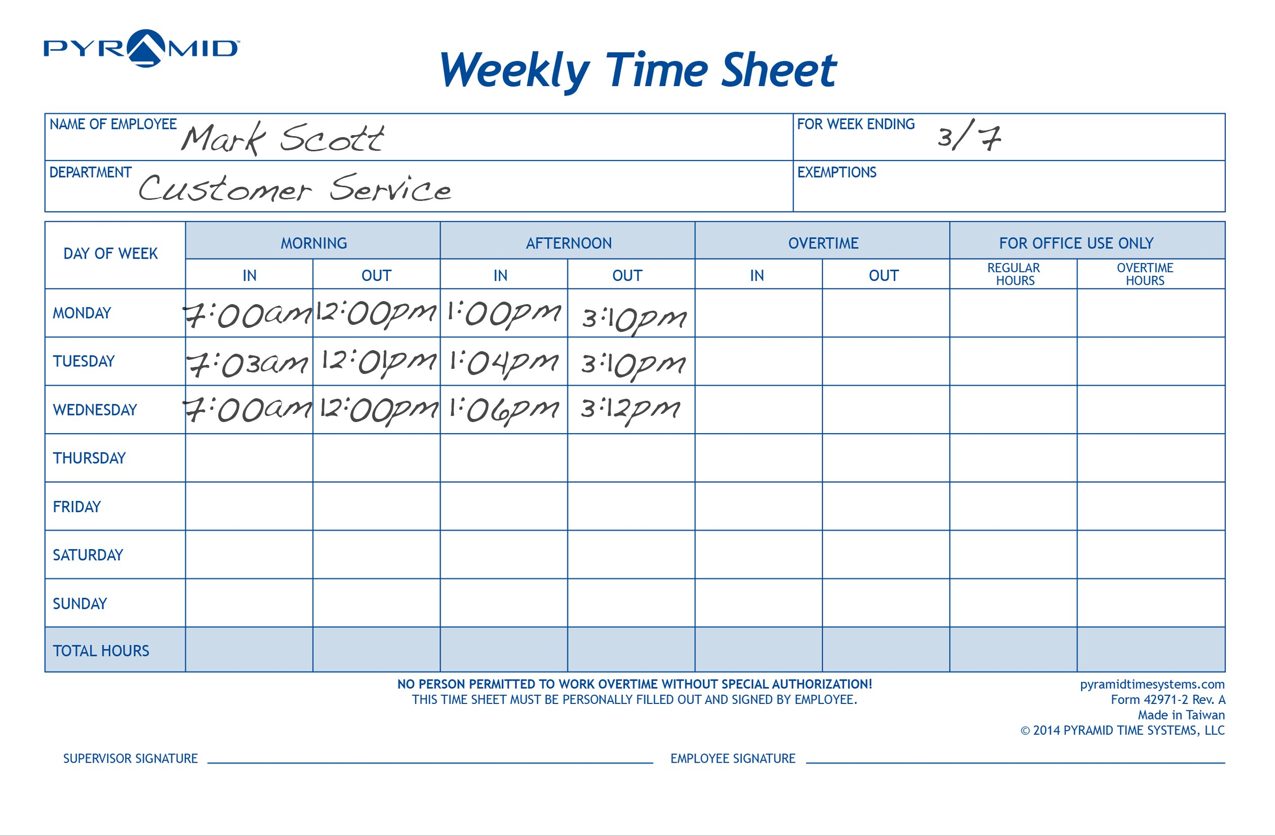 Weekly Time Sheet Pads - 2Pk - Time Clocks, Time Clock Systems Inside Timesheet Clock