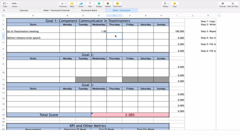 12 Week Year Spreadsheet — db-excel.com