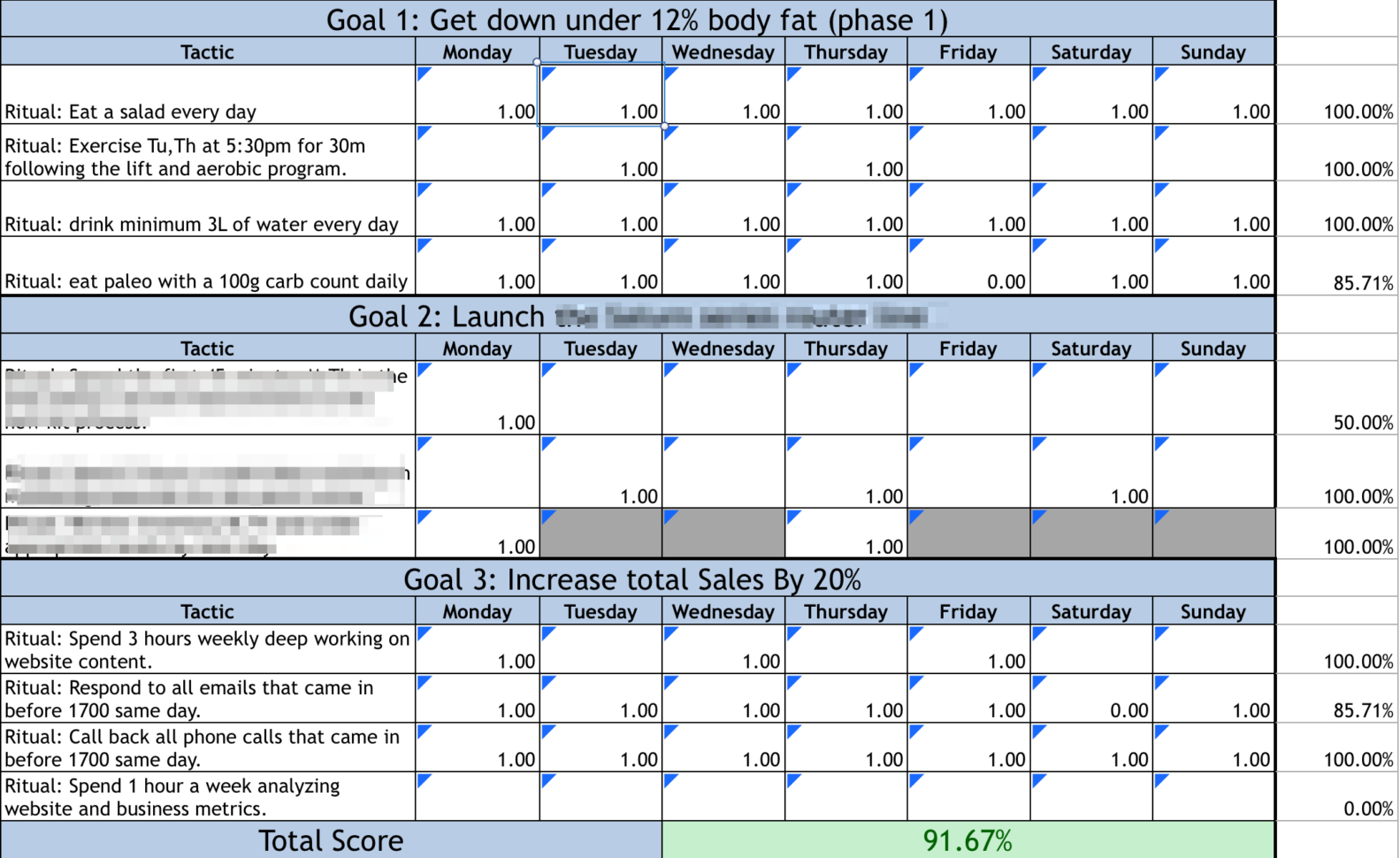 12 Week Year Spreadsheet with regard to Case Study On The 12 Week Year
