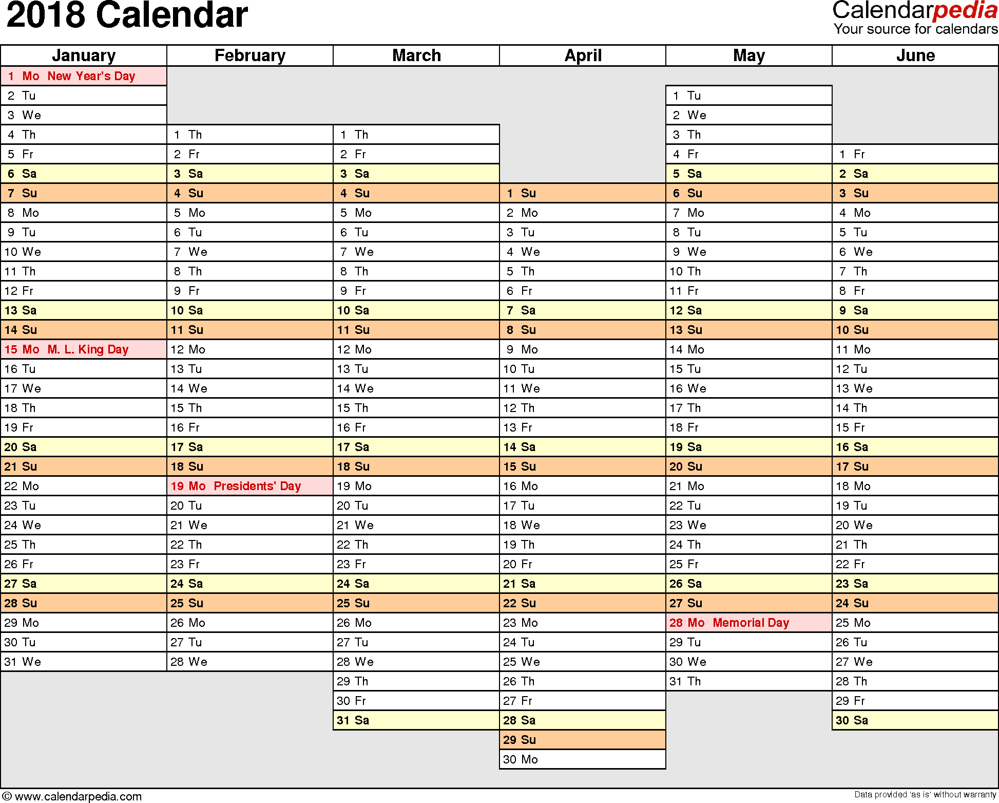 2018 Calendar Spreadsheet Pertaining To 2018 Calendar  Download 17 Free Printable Excel Templates .xlsx