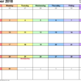 2018 Calendar Spreadsheet Throughout December 2018 Calendars For Word, Excel  Pdf