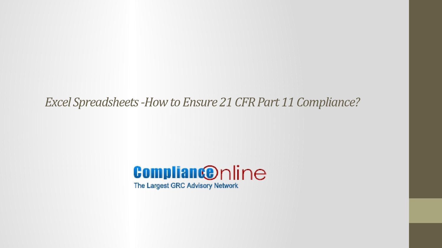 21 Cfr Part 11 Compliance For Excel Spreadsheets Pertaining To Excel Spreadsheets How To Ensure 21 Cfr Part 11 Compliance