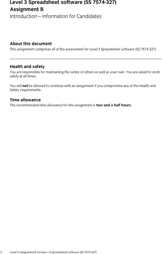 Aat Level 3 Spreadsheets Practice Assessments Regarding Level 3 Spreadsheet Software Ss   Pdf