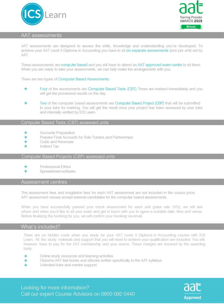 Aat Level 3 Spreadsheets Practice Assessments Throughout Aat Level 3 Diploma In Accounting  Pdf