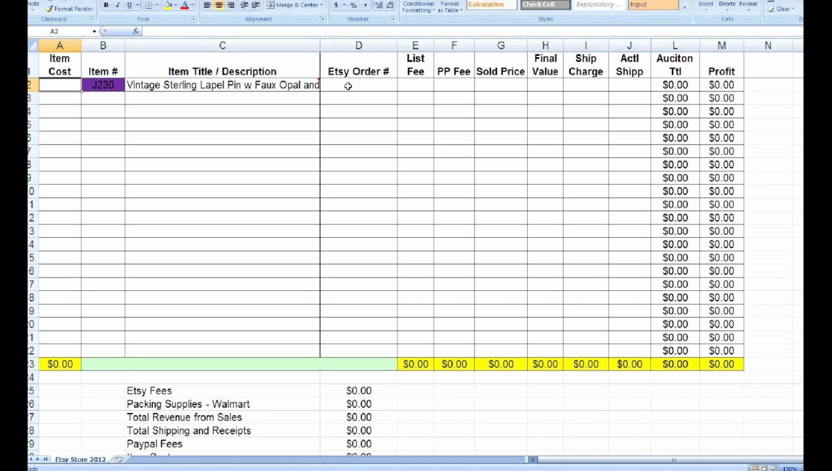 assignment spreadsheet