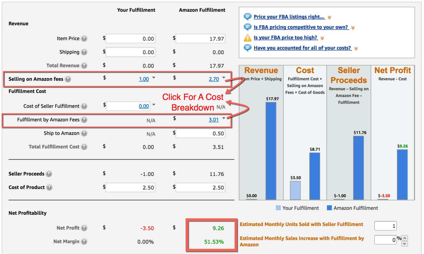 Amazon Fba Excel Spreadsheet For Fba Calculator: Free Tool To Calculate Amazon Fees, Profit  Revenue