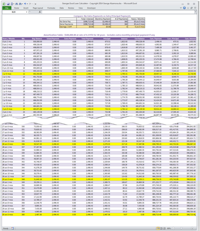 excel mortgage amortization schedule