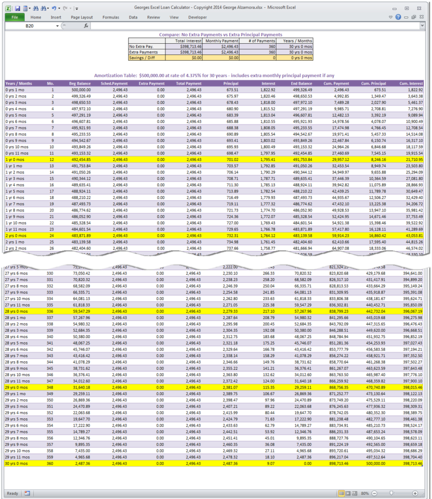 Amortization Schedule Mortgage Spreadsheet In Mortgage Loan Calculator 