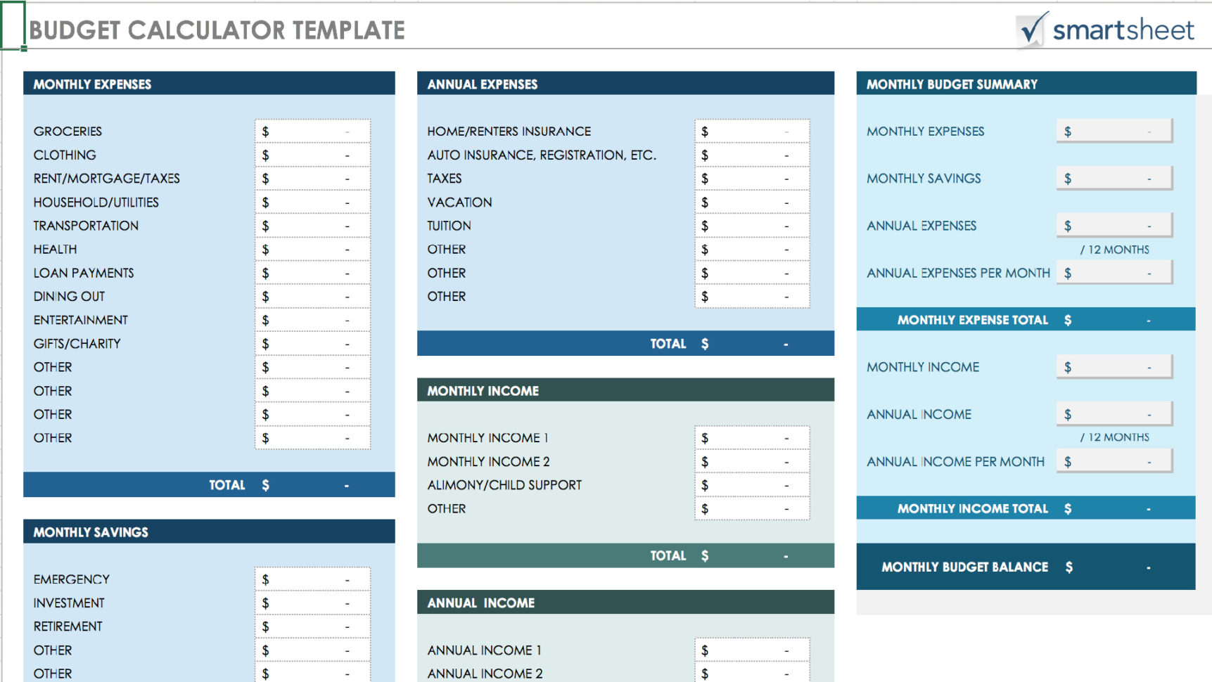 Annual Family Budget Spreadsheet Pertaining To 15 Easytouse Budget Templates  Gobankingrates