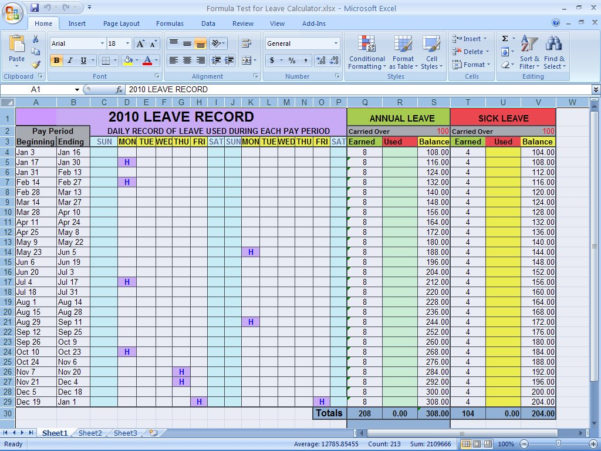 Annual Leave Calculator Excel Spreadsheet Google Spreadshee annual ...