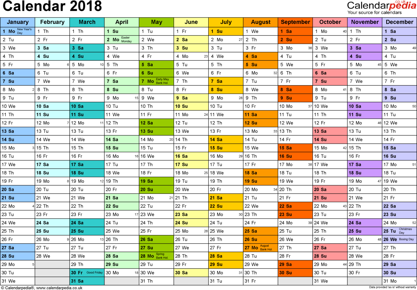 Annual Leave Spreadsheet 2018 Inside Excel Calendar 2018 Uk: 16 Printable Templates Xlsx, Free