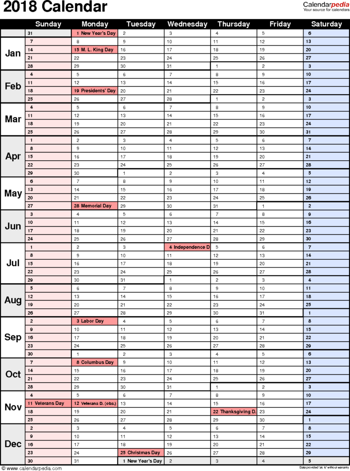 Annual Leave Spreadsheet 2018 Pertaining To 2018 Calendar  Download 17 Free Printable Excel Templates .xlsx