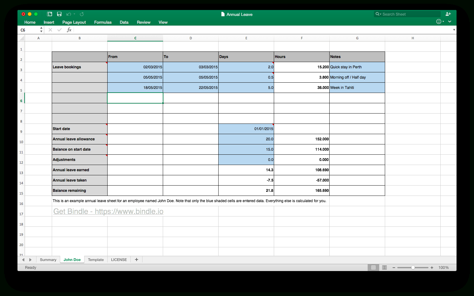 Annual Leave Spreadsheet Intended For Free Annual Leave Spreadsheet  Bindle