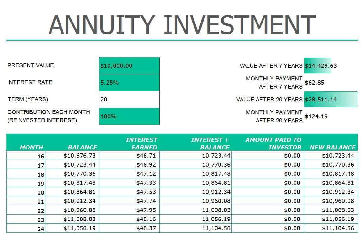 Annuity Calculator Excel Spreadsheet For Retirement Annuity Calculator Excel And Annuity Calculator For Excel