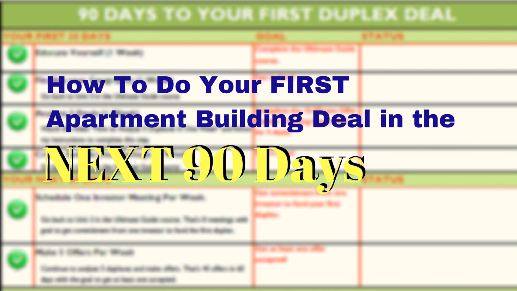 Apartment Investment Analysis Spreadsheet Throughout Checklist To Your First Apartment Building Deal In The Next 90 Days