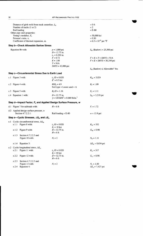Api 1102 Calculation Spreadsheet In Api 1102 Pipelines Crossing Railroad Highways.pdf