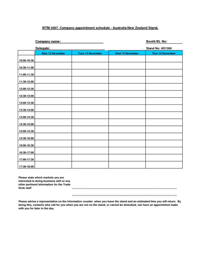 Appointment Spreadsheet Free throughout Medical Appointment Book ...