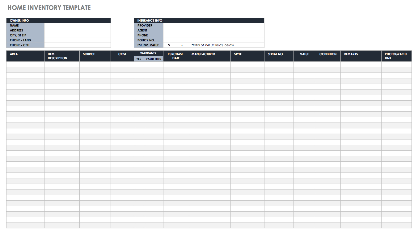 Asset Inventory Spreadsheet within Free Excel Inventory Templates