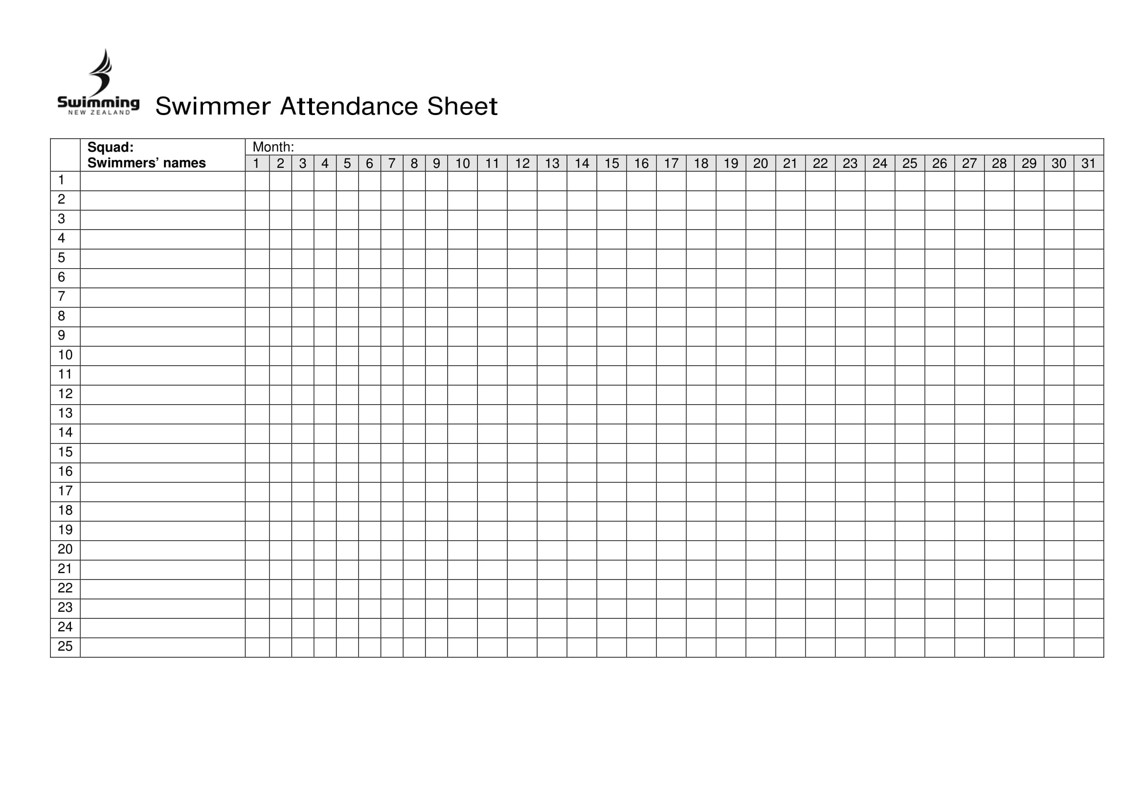 Attendance Spreadsheet Regarding 10 Printable Attendance Sheet 