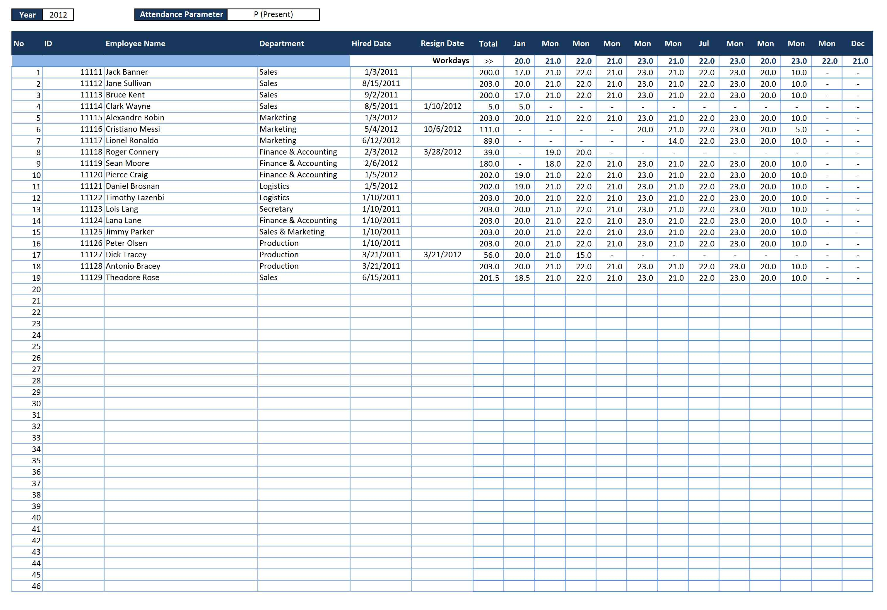 Attendance Spreadsheet Template Excel Throughout 18+ Attendance Sheet Template Excel For Employee  World Wide Herald