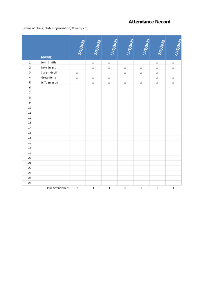Attendance Spreadsheet Throughout Free Attendance Record Spreadsheet  Templates At