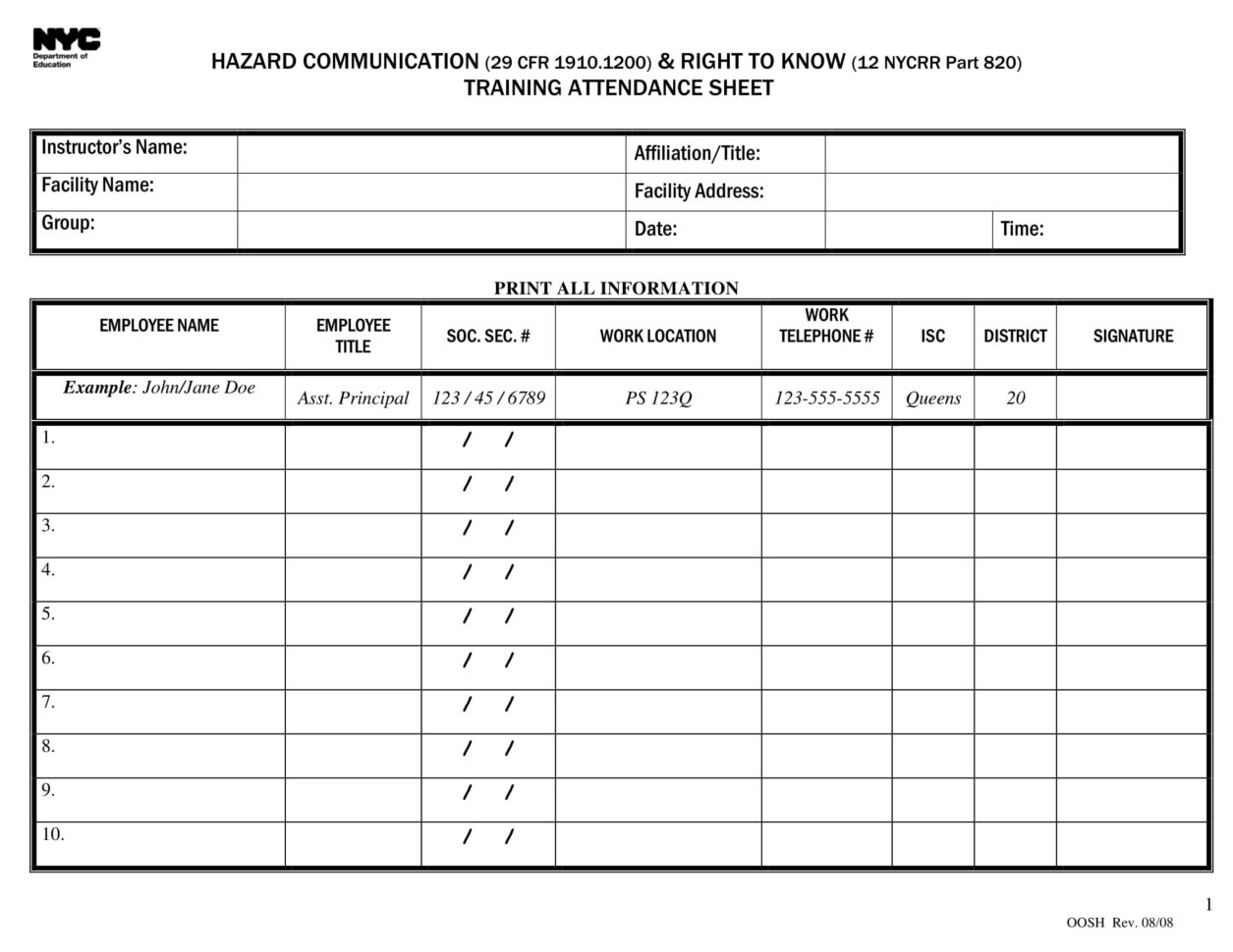 Attendance Spreadsheet With 10 Printable Attendance Sheet Examples Pdf