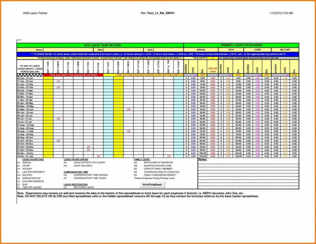 Attendance Tracking Spreadsheet intended for Employee Attendance Tracking Spreadsheet Create An Template