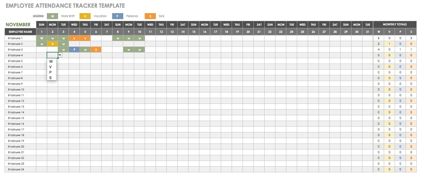 Attendance Tracking Spreadsheet Template For Free Human Resources Templates In Excel