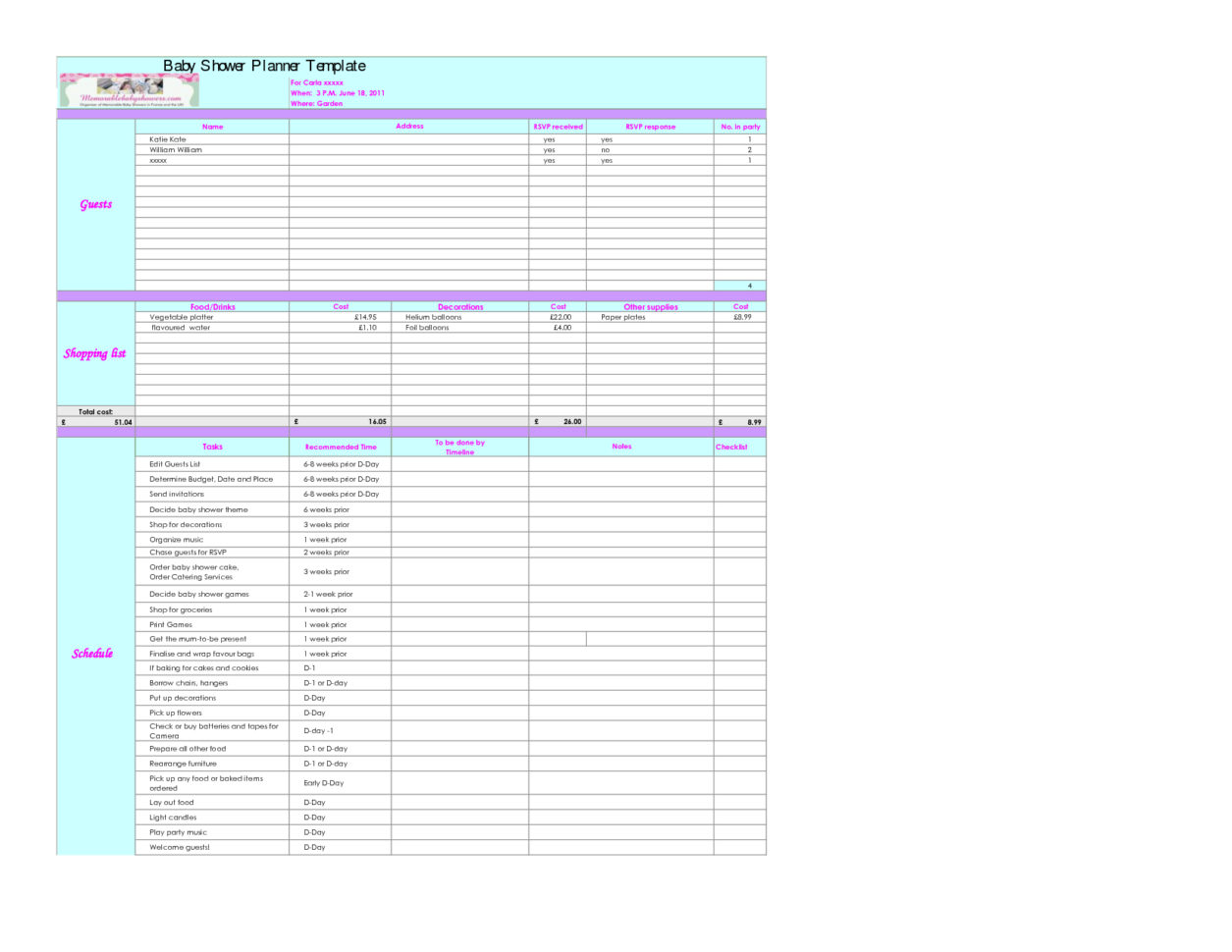 Baby Excel Spreadsheet In Example Of Baby Budget Spreadsheet Astonishing Design Shower