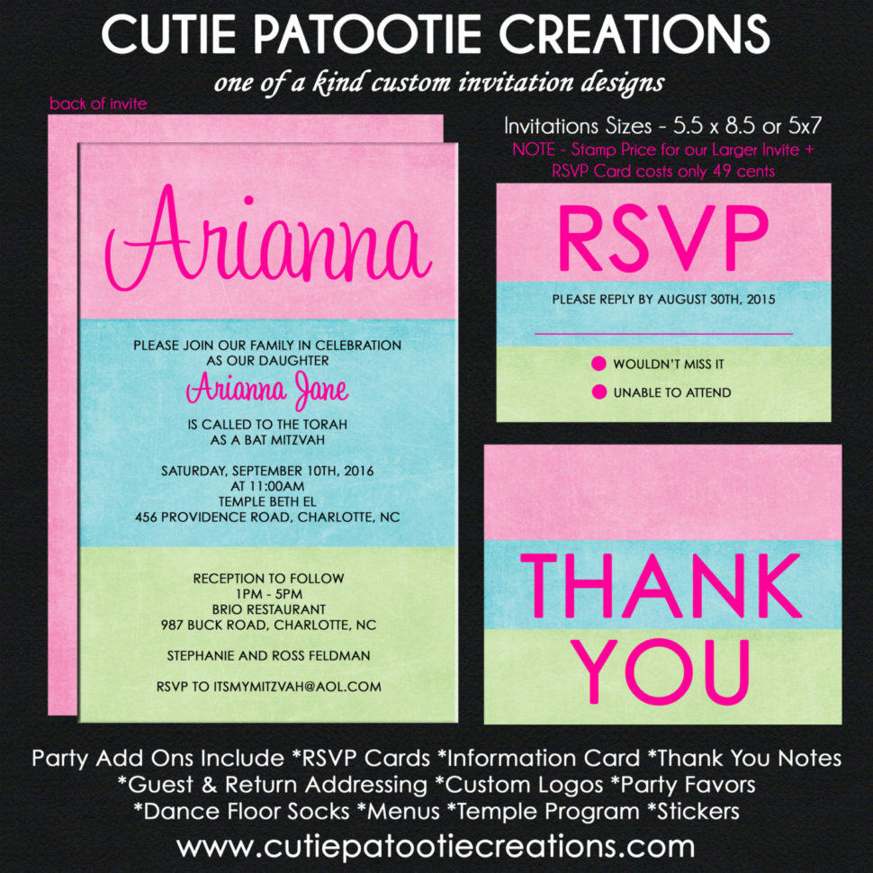 Bar Mitzvah Planning Spreadsheet Pertaining To Cotton Candy Theme Bat Mitzvah Invitation Reply Card  Etsy