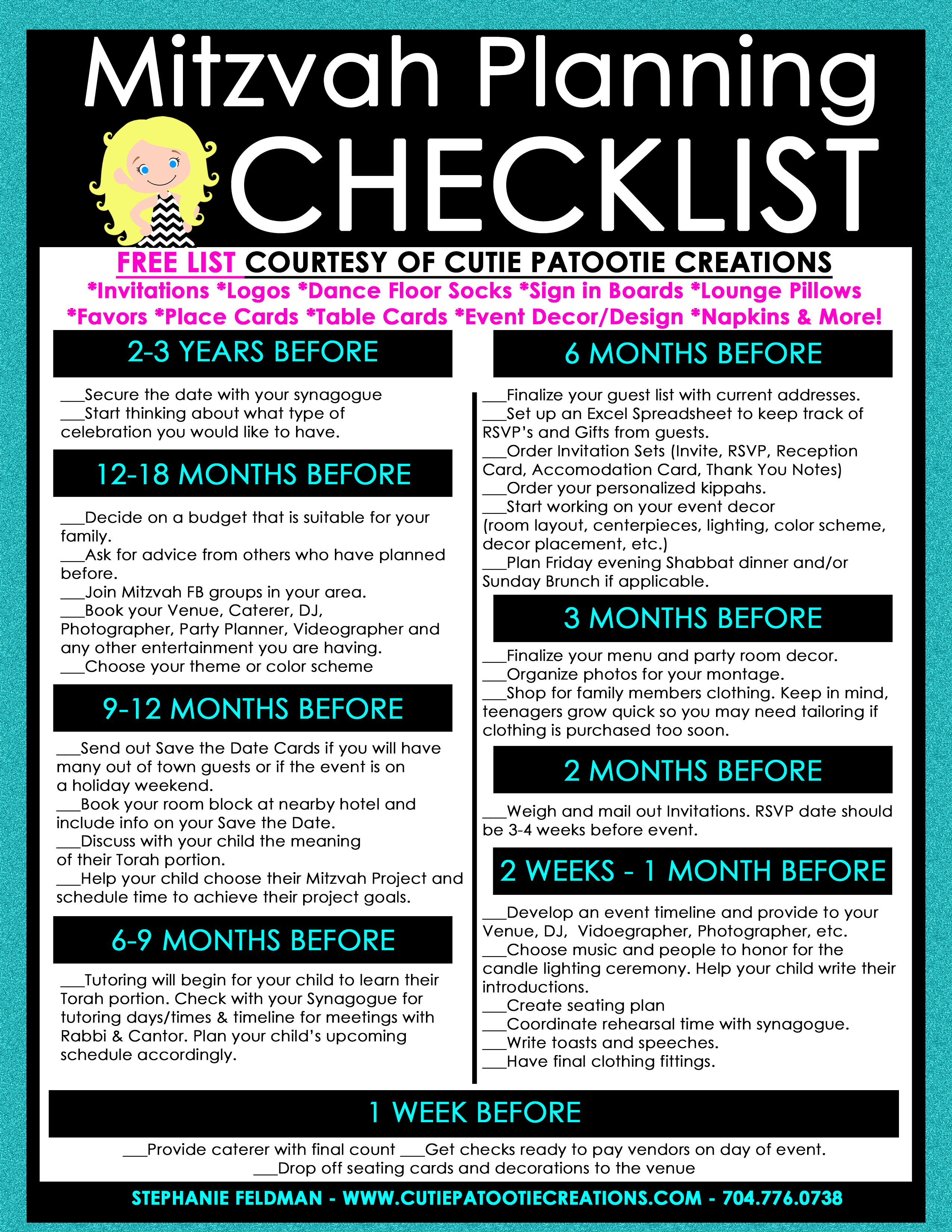 Bar Mitzvah Planning Spreadsheet Throughout Bar  Bat Mitzvah Planning Timeline: Detailed Checklist Included!
